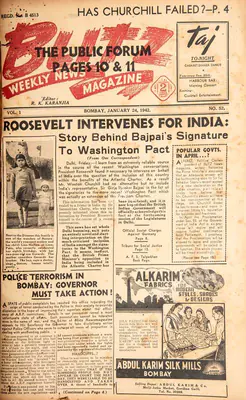 R.K. Karanjia (Editor), Blitz, 1942, Magazine