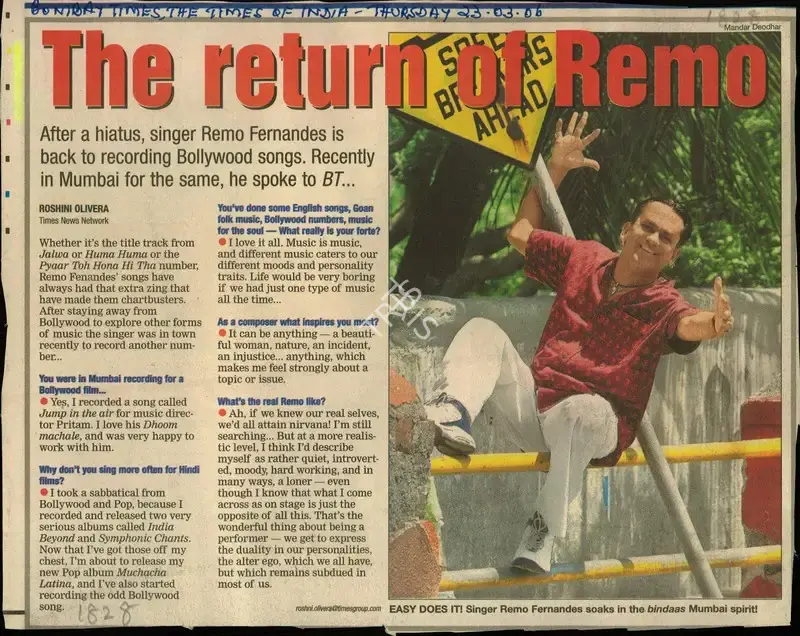 Roshini Olivera (Reporter), The return of Remo, 2006, Newspaper Clipping