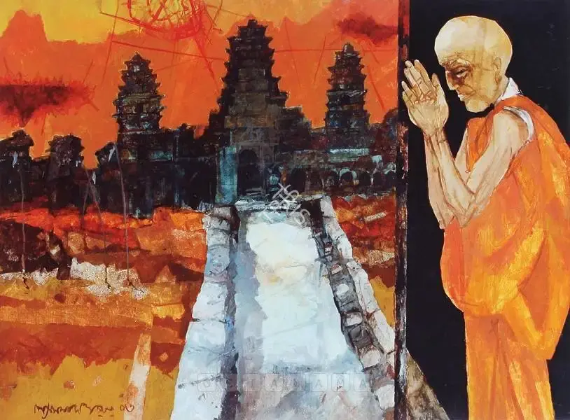 Ray, Shyamal Dutta (Artist). Angkor Wat, Cambodia, 2003 | Painting, Tr.Del/25.10.06, 2006 · Triveda