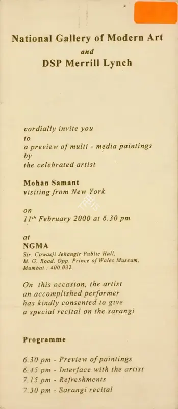Mohan Samant (Artist), A Preview of Multi - Media Paintings by the Celebrated Artist, 2000, Solo Exhibition Invitation