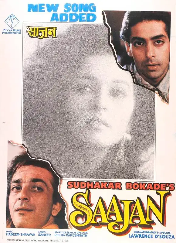 Sudhakar Bokade (Producer), Saajan, 1991, Full Sheet Poster