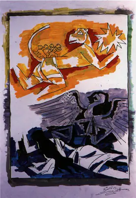 M.F. Husain (Artist), Hanuman, Painting