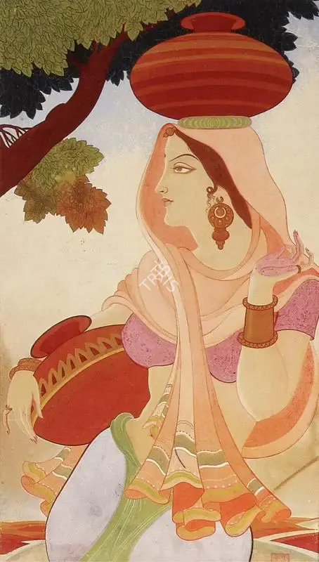 Kanu Desai (Artist), The Water Carrier, Painting