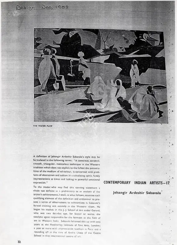 Jehangir Ardeshir Sabavala (Writer), Untitled, 1958, Newspaper Clipping