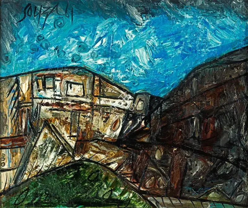 F.N. Souza (Artist), Spanish Landscape, 1961, Painting