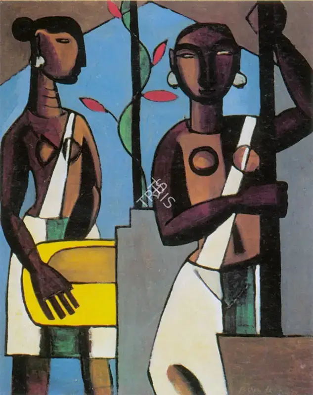 Biren De (Artist), Untitled (Santhal Series), 1955, Painting