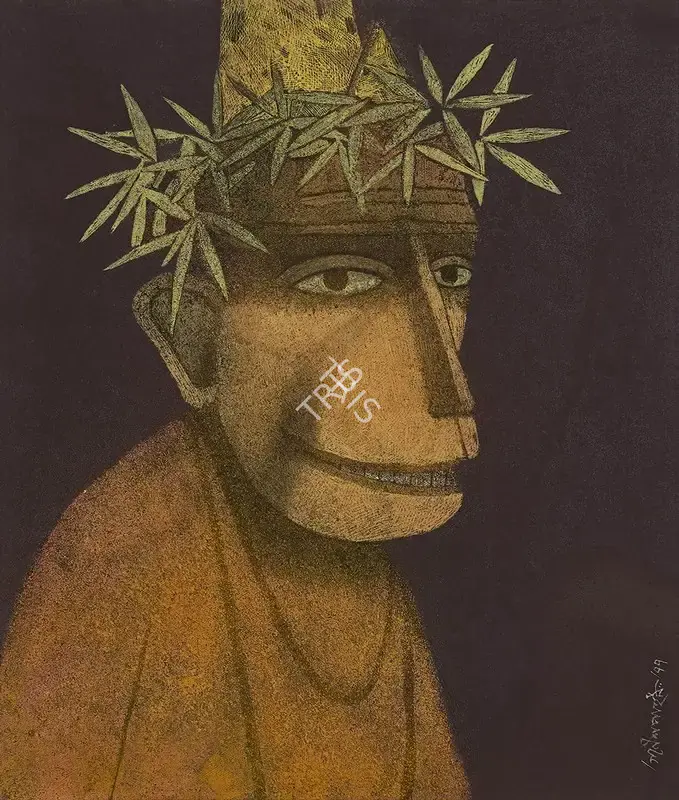 Pyne, Ganesh (Artist). The Head, 1977 | Painting, AG.Onl/26.09.22, 2022 · Asta Guru