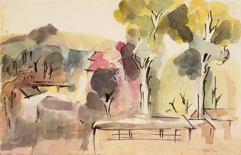 Mukherjee, B.B. (Artist). Zero Point, c.1952-1953 | Painting, Ch.Onl/28.03.23, 2023 · Christie's
