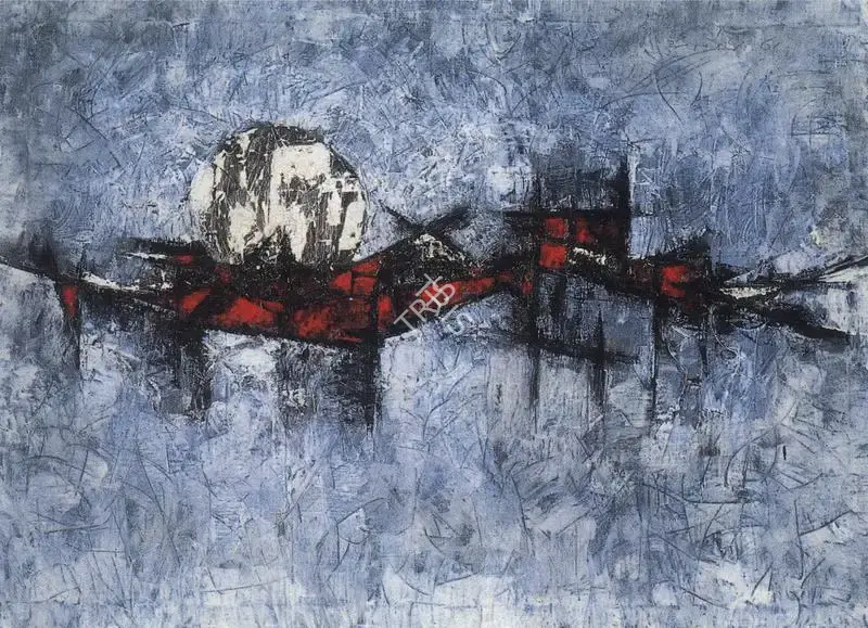 G.R. Santosh (Artist), Moon On The Bridge, 1961, Painting