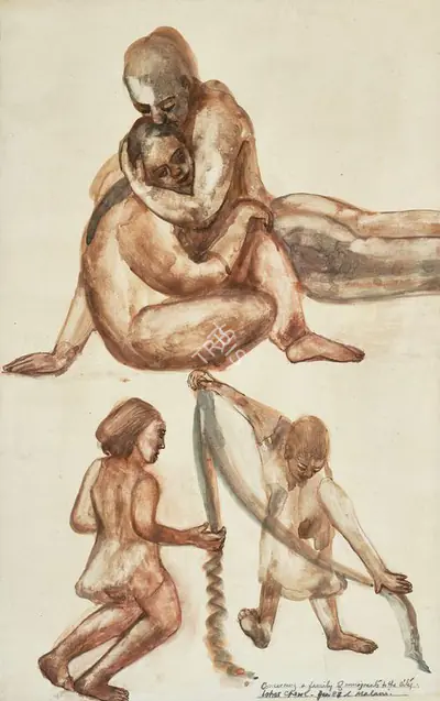 Nalini Malani (Artist), Concerning a family of immigrants to the city, 1988, Painting