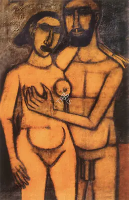 Akbar Padamsee (Artist), Lovers II, 1953, Painting