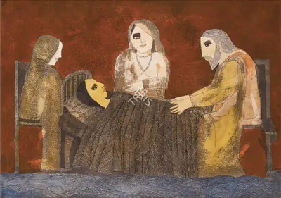 Badri Narayan (Artist), The Coverlet, 1992, Painting