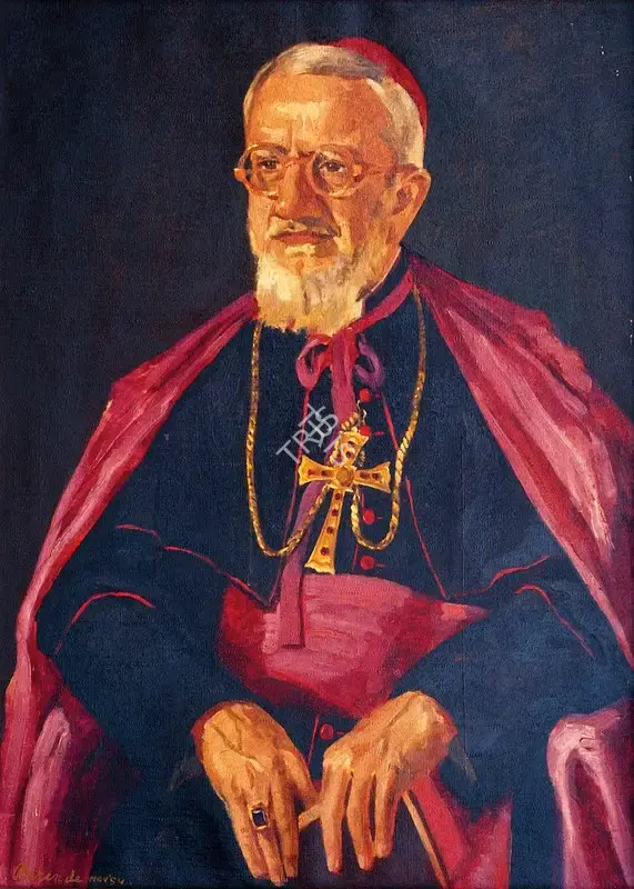 Biren De (Artist), Portrait of Most Reverend Monsignor Joseph Fernandes - Archbishop of Delhi, 1954, Painting