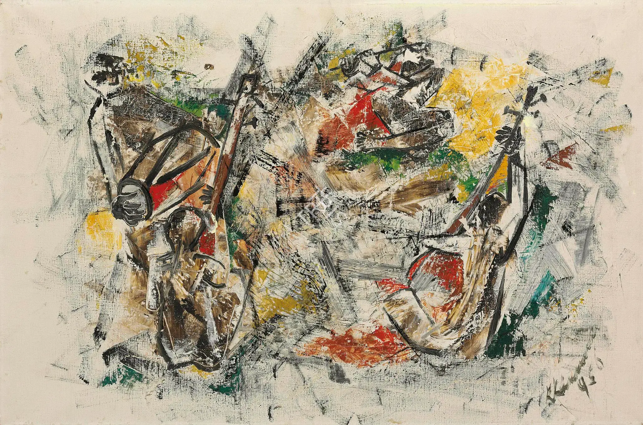 Krishen Khanna (Artist), Untitled (Musicians), 1956, Painting