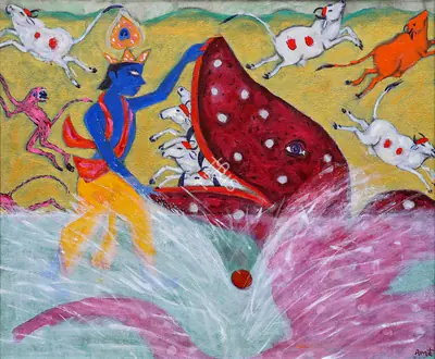 Ambalal, Amit (Artist). Krishna Leela, 2007 | Painting, Pu.Onl/30.05.24, 2024 · Pundole