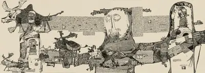 J. Sultan Ali (Artist), Creator And The Creatures, 1965, Drawing