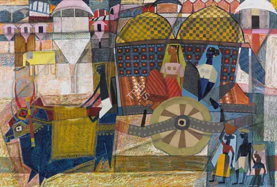 J. Sultan Ali (Artist), Untitled (Pink City), 1959, Painting