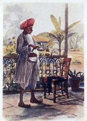 M.V. Dhurandhar (Artist), Barber, 1905, Painting
