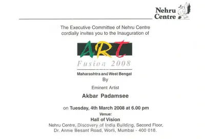 Akbar Padamsee (Artist), Art Fusion 2008, 2008, Solo Exhibition Invitation