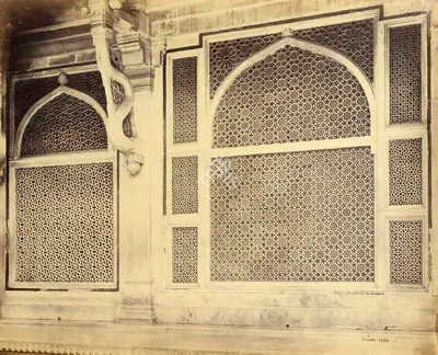Samuel Bourne (Photographer), Two of the trellised Marble screens in the Tomb of Sheikh Salim Chisti, Fatehpur Sikri, 1865, Antiquarian Photograph