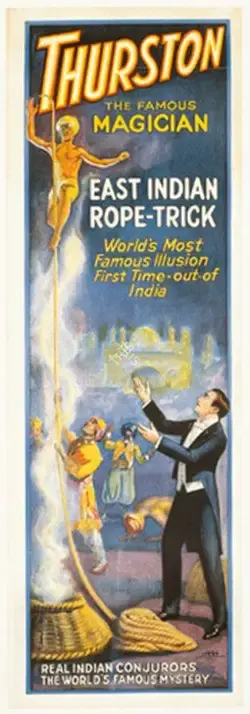 Thurston (Magician), Thurrston the Famous Magician. East India Rope trick, Magic Publicity Art & Memorabilia