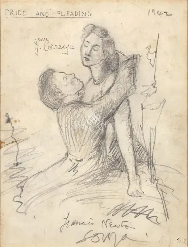 F.N. Souza (Artist), Pride and Pleading, 1942, Drawing