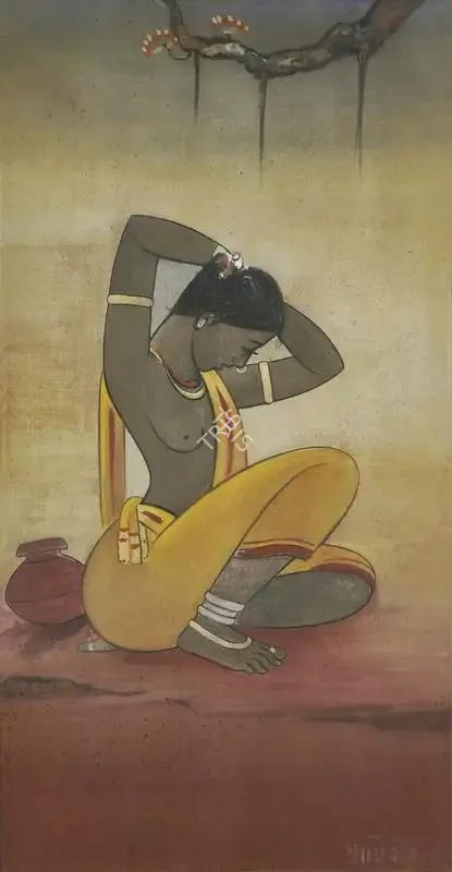 Jamini Roy (Artist), Santhal Woman, 1930, Painting