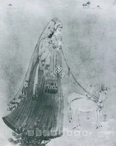 M.A.R. Chughtai (Artist), Laila In The Wilderness, Graphic Art
