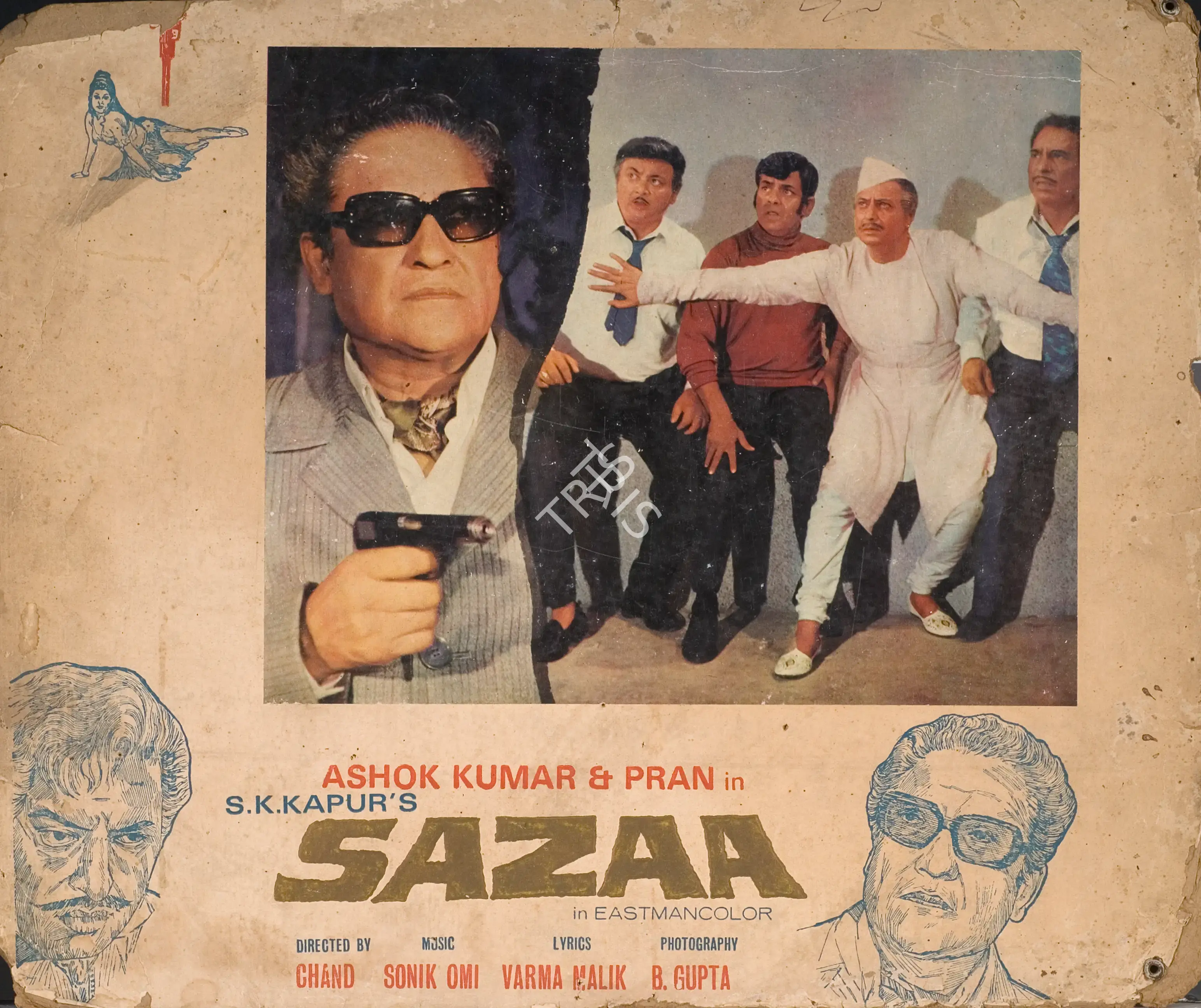 S.K. Kapur (Producer), Sazaa, 1972, Photographic Still Mounted on Lobby Card