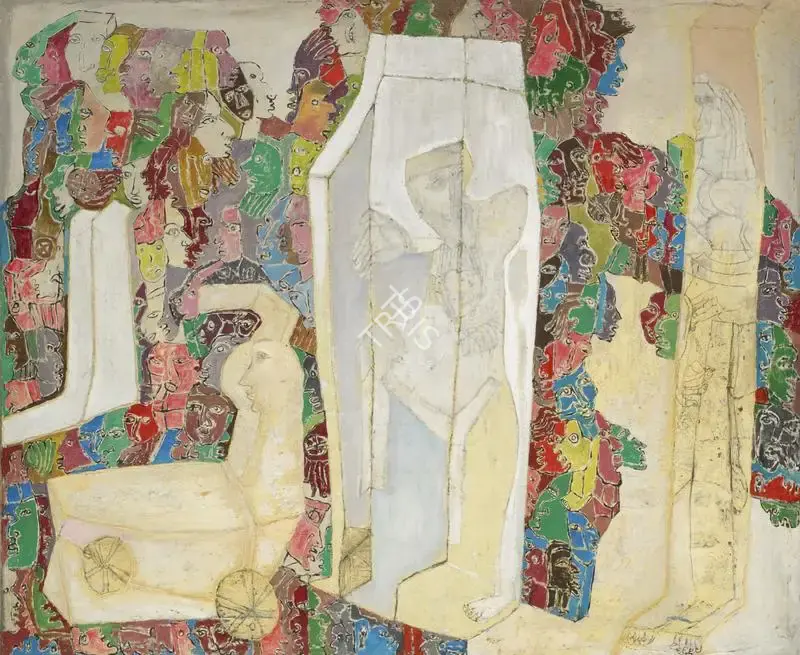 Mohan Samant (Artist), Kings and the Crowd, 1969, Painting