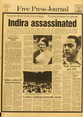 Joglekar, Shrikant (Editor). Indira Assassinated. 53(162). Free Press Journal, 1 November 1984 | Journal | CinemaEducation | 00149370
