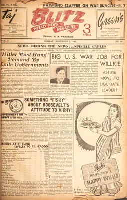 R.K. Karanjia (Editor), Blitz, 1942, Magazine