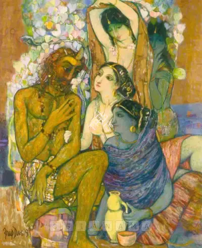 Arup Das (Artist), Seduce Of Rishasringa, 1991, Painting