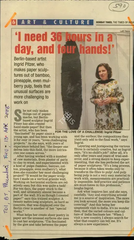 Lalit Nene (Reporter), I Need 36 Hours ina Day, and four Hands!, 2006, Newspaper Clipping