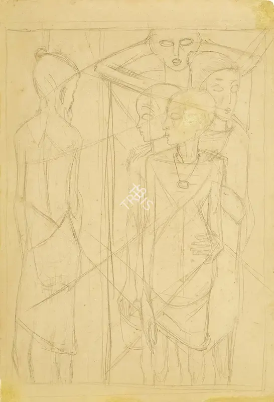 Somnath Hore (Artist), Untitled, 1959, Drawing