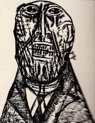 F.N. Souza (Artist), Self Portraits, 1955, Drawing