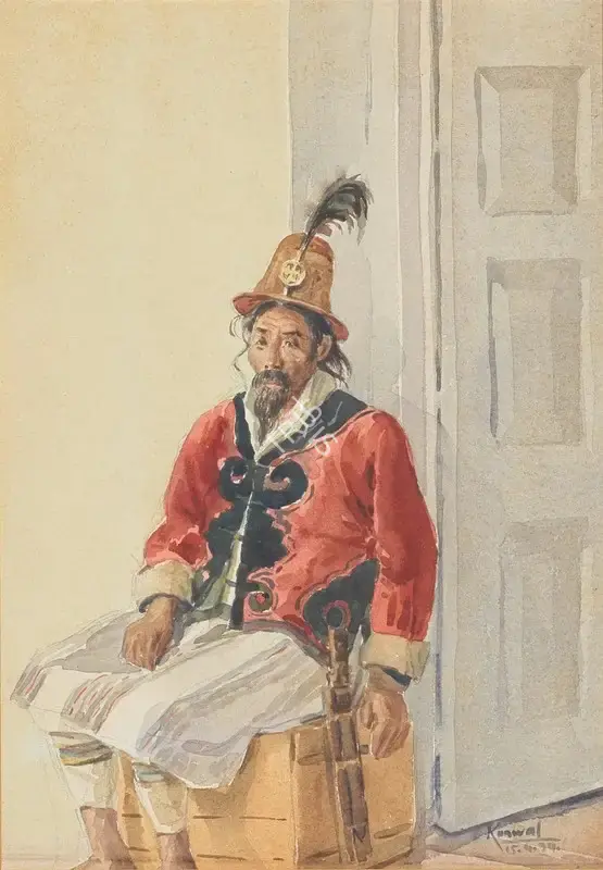 Kanwal Krishna (Artist), Portrait of a Lepcha orderly, 1939, Painting