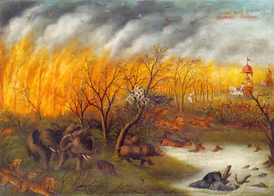 Bengal School (Artist), Forest Fire, 1910, Painting
