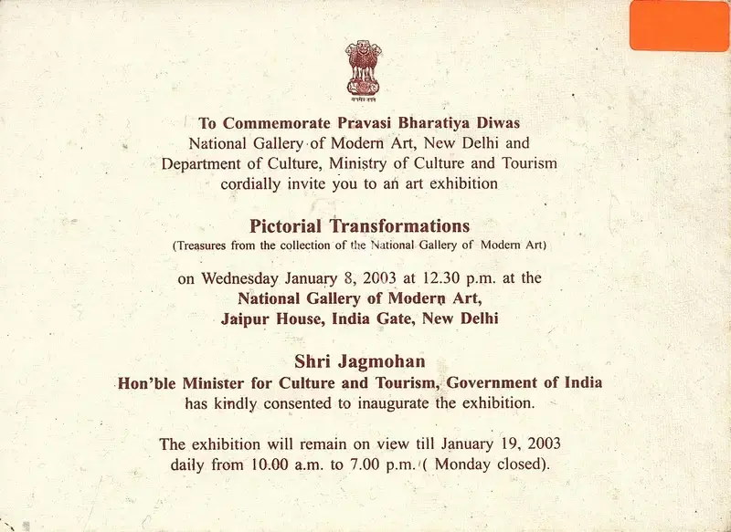 National Gallery of Modern Art (Organiser), Pictorial Transformation, 2003, Group Exhibition Invitation