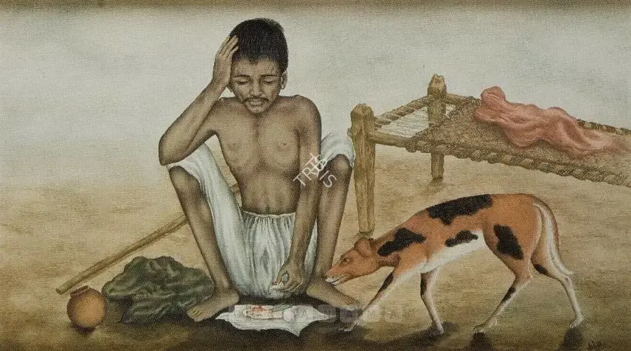 Bengal School (Artist), A Beggar With His Dog, 1921, Painting