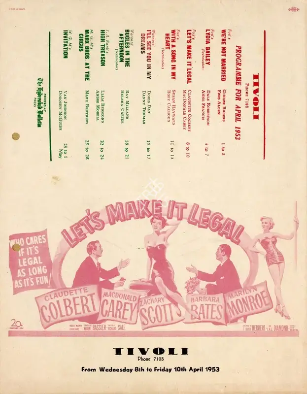 Richard Sale (Director), Let's Make It Legal, 1951, Handbill