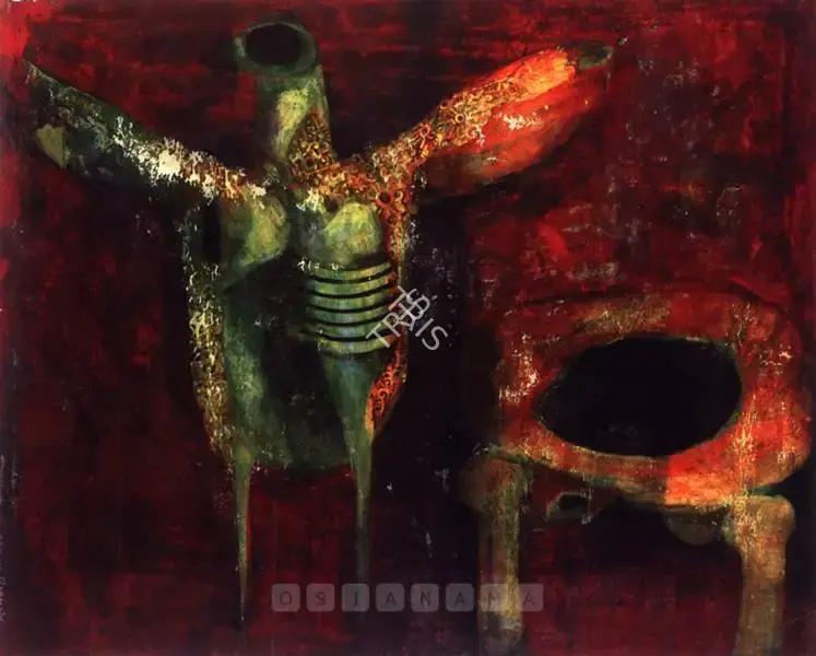 Ganesh Pyne (Artist), Untitled (Bird), 1966, Painting