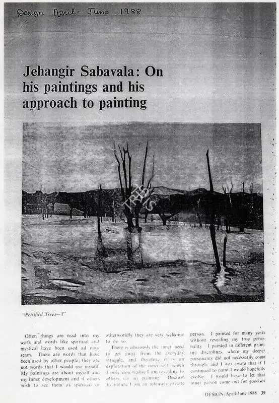 Jehangir Sabavala, 1988, Newspaper Clipping