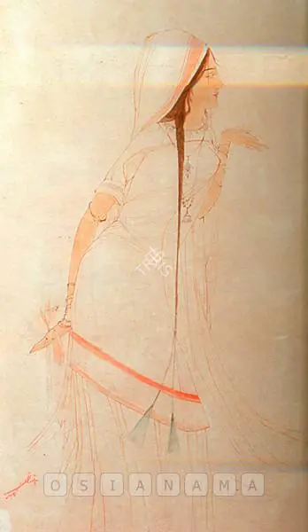 M.A.R. Chughtai (Artist), The Dancer, Drawing