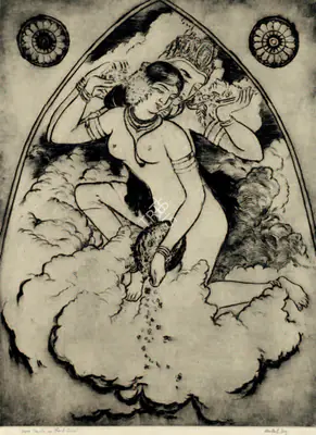 Mukul Dey (Artist), Siva Parvati In Cloud-Land, 1939, Graphic Art
