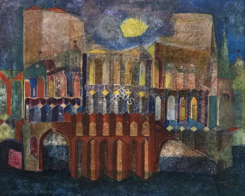 Bakre, S.K. (Artist). Untitled (Cityscape), 1964 | Painting, Bon.Lon/10.12.24, 2024 · Bonhams