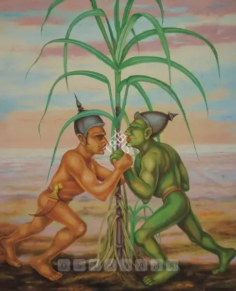 Gopikrishna (Artist), Men Fighting For Sugarcane, Botanic Sights 2, 2006, Painting