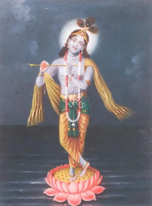 Chuni Lal (Artist), Krishna standing on a Lotus, 1937, Painting
