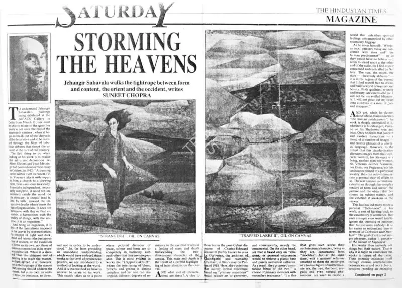 Suneet Chopra (Writer), Storming the heavens , 1993, Magazine Clipping