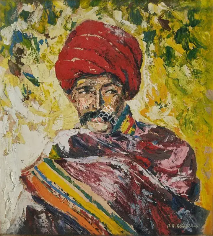 A.A. Almelkar (Artist), Man in Turban, Painting